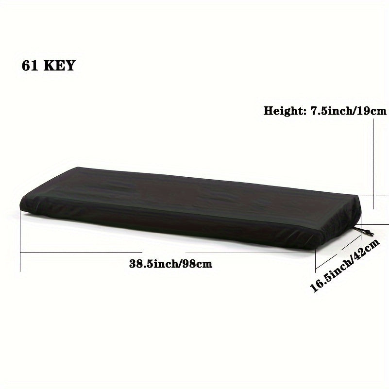 Funda de polvo para piano eléctrico negra para 61 y 88 teclas con cordón de cierre
