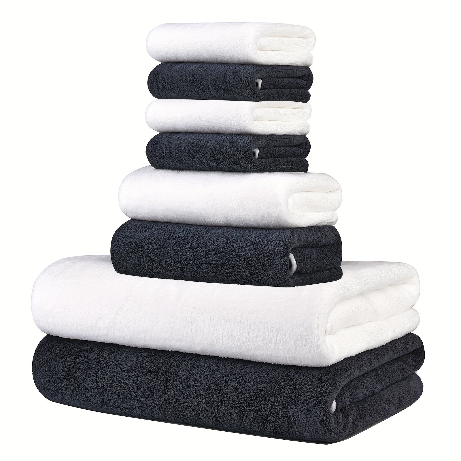 Microfiber Bath Towel Set 8 Pieces Quick Dry Highly Absorbent Lightweight