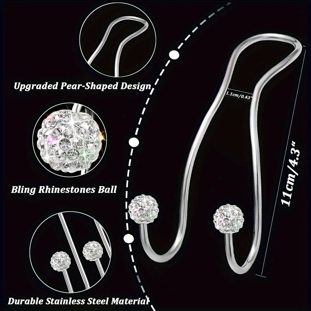 2 Pack Stainless Steel Car Seat Headrest Hooks Multi-Colored Gemstone Organizer