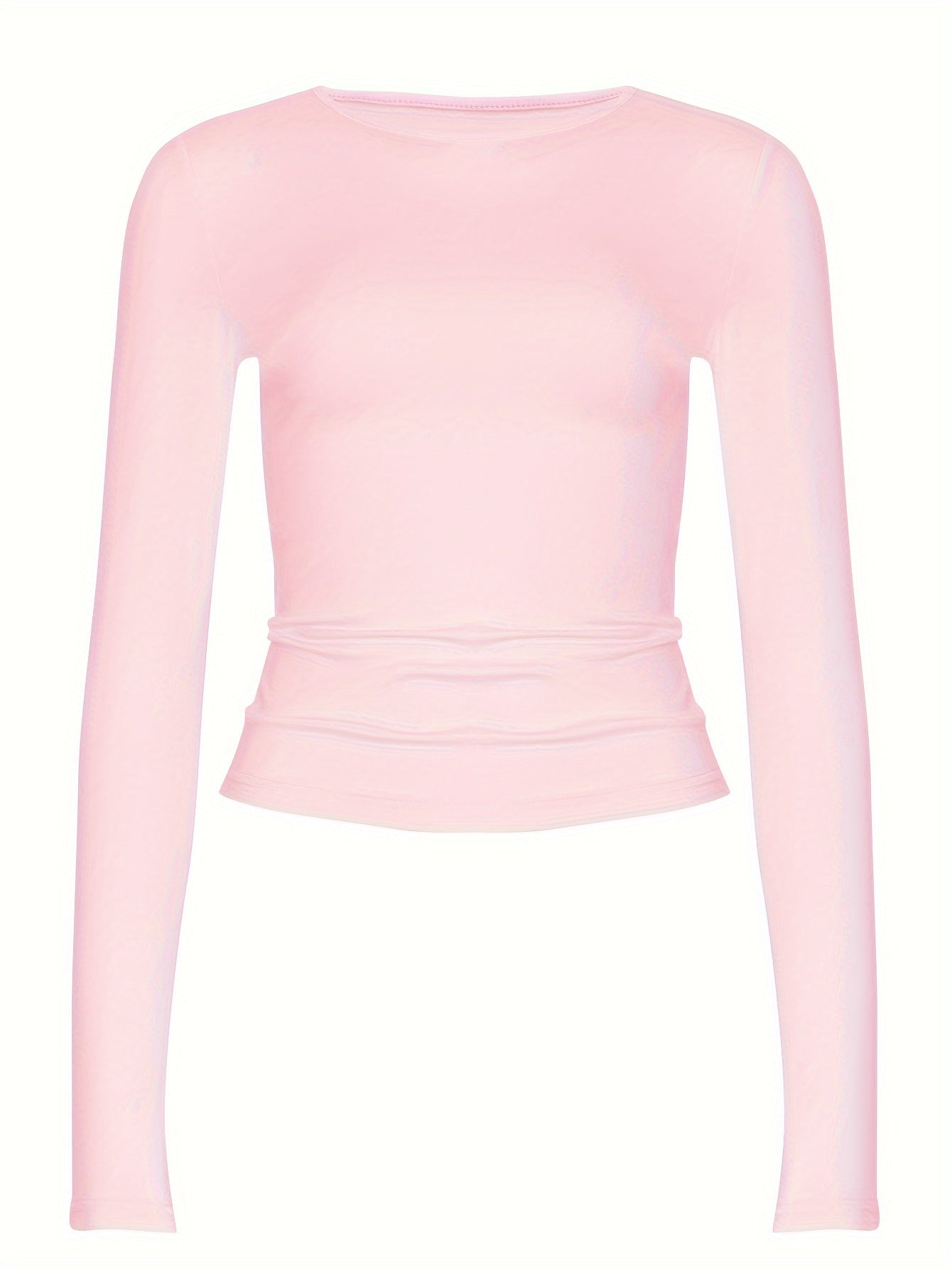 Set of 3 Solid Color Long-Sleeve Polyester T-Shirts for Adults Casual Wear