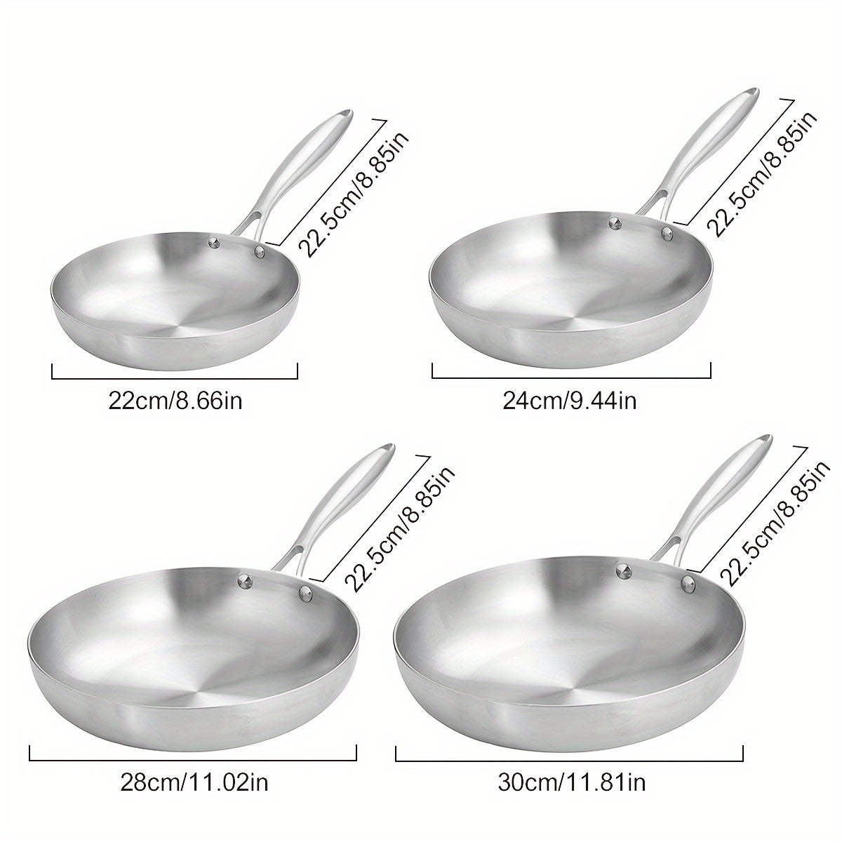 Sartén de acero inoxidable antiadherente apta para lavavajillas con mango cómodo
