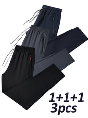 Pantalones joggers casual de gran tamaño para hombre, sudaderas de poliéster, color sólido, elásticos, primavera y verano