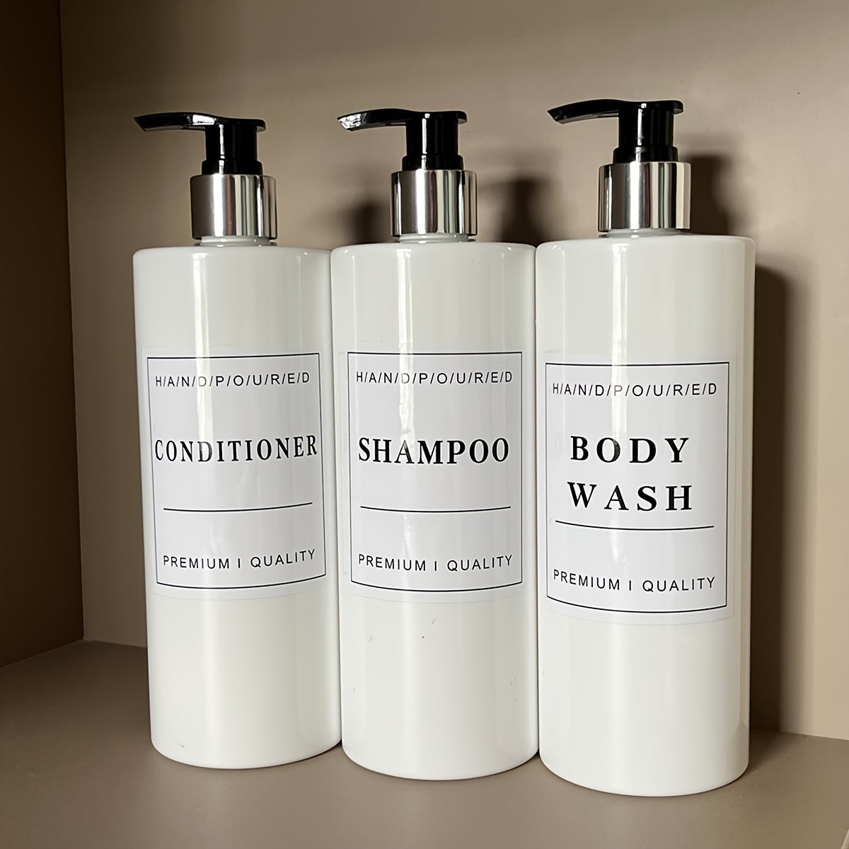 500ml Bathroom Shampoo Dispenser Set with Conditioner Body Wash and Soap Liquid Bottles