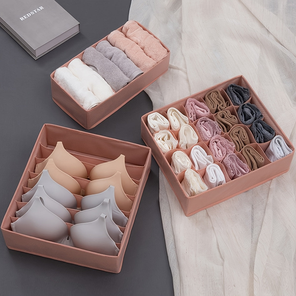 Multi-Grid Storage Baskets for Underwear Bras Socks Clothes Space Saving Organizer