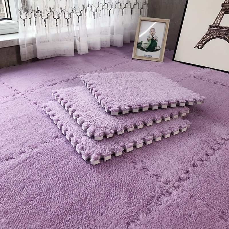 Velvet Patchwork Floor Mat for Room Bay Window with Storage Washable