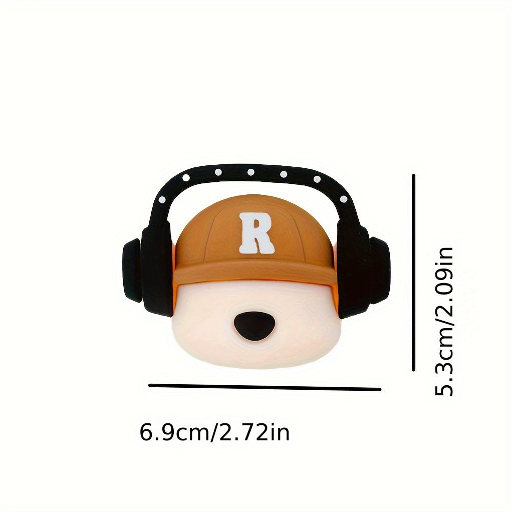 Women's Beige Clog Shoes with Dog Ear Headphones Design Comfort Casual