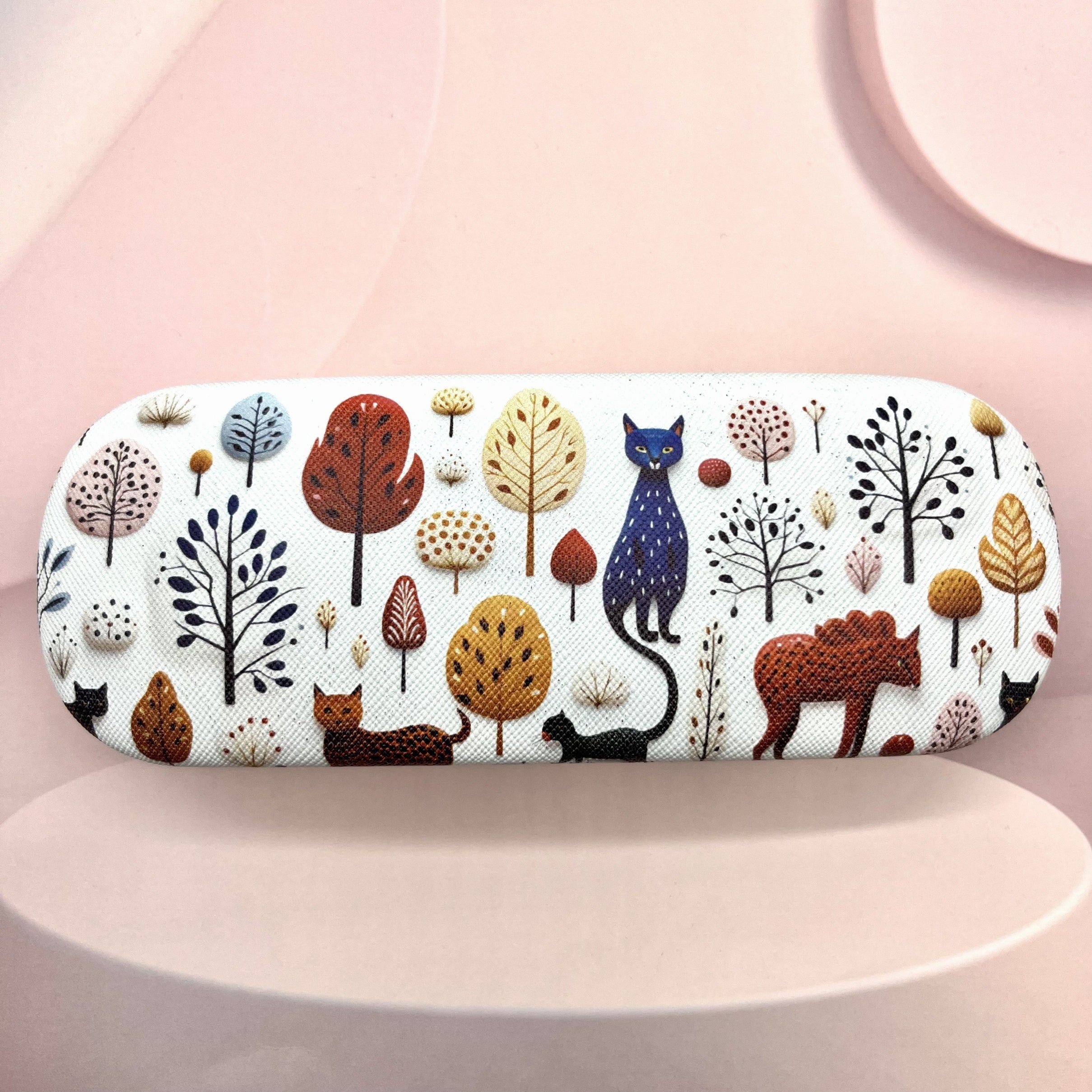 Estuche para gafas con estampado animal, duradero y elegante para mujeres, organizador portátil de almacenamiento