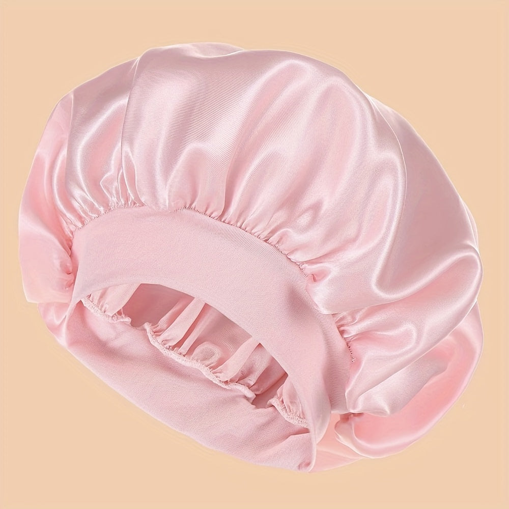 Women's Satin Sleep Cap with Wide Brim for Shower and Bed Use