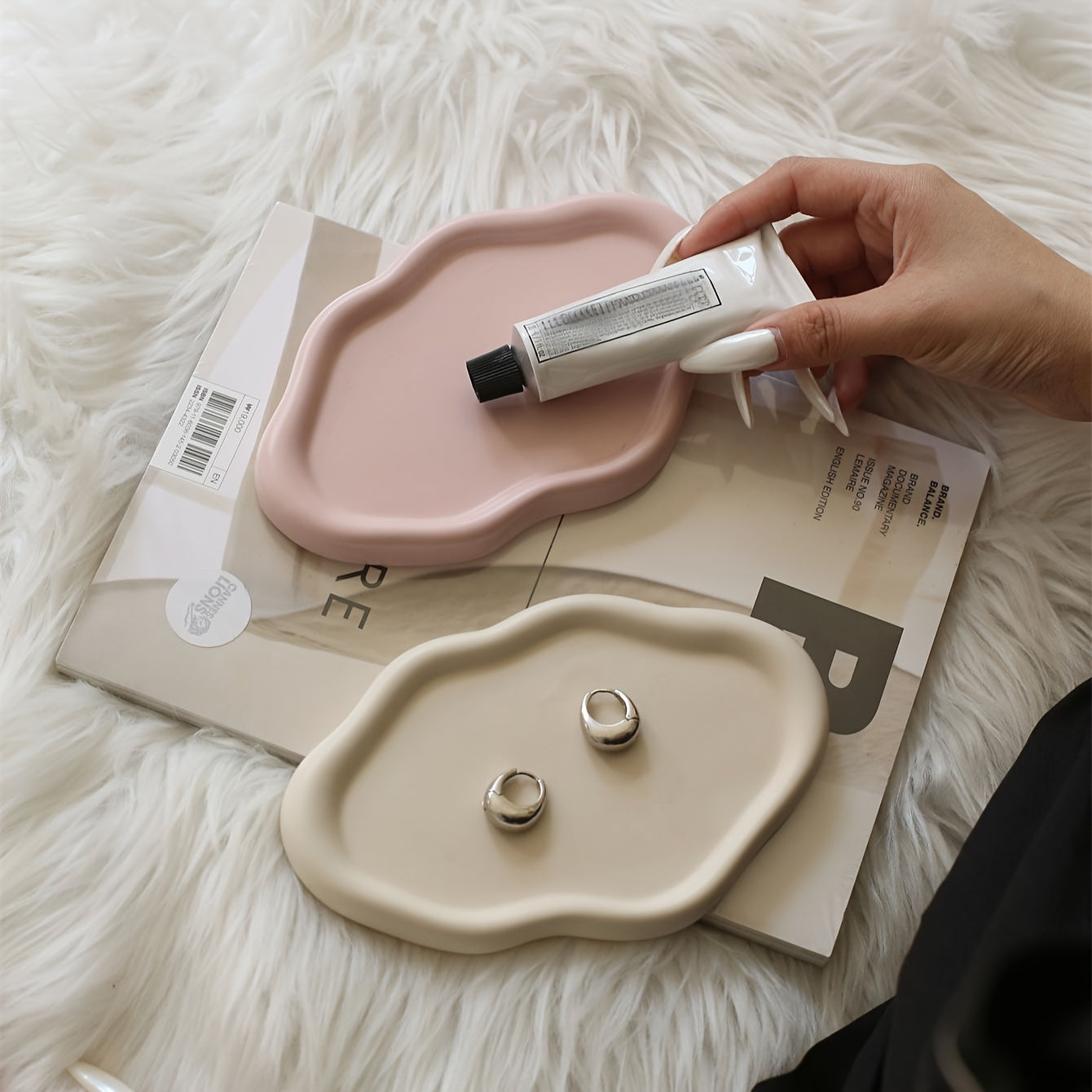 Ceramic Jewelry Tray Cloud-Inspired Organizer for Keys Watches and Accessories