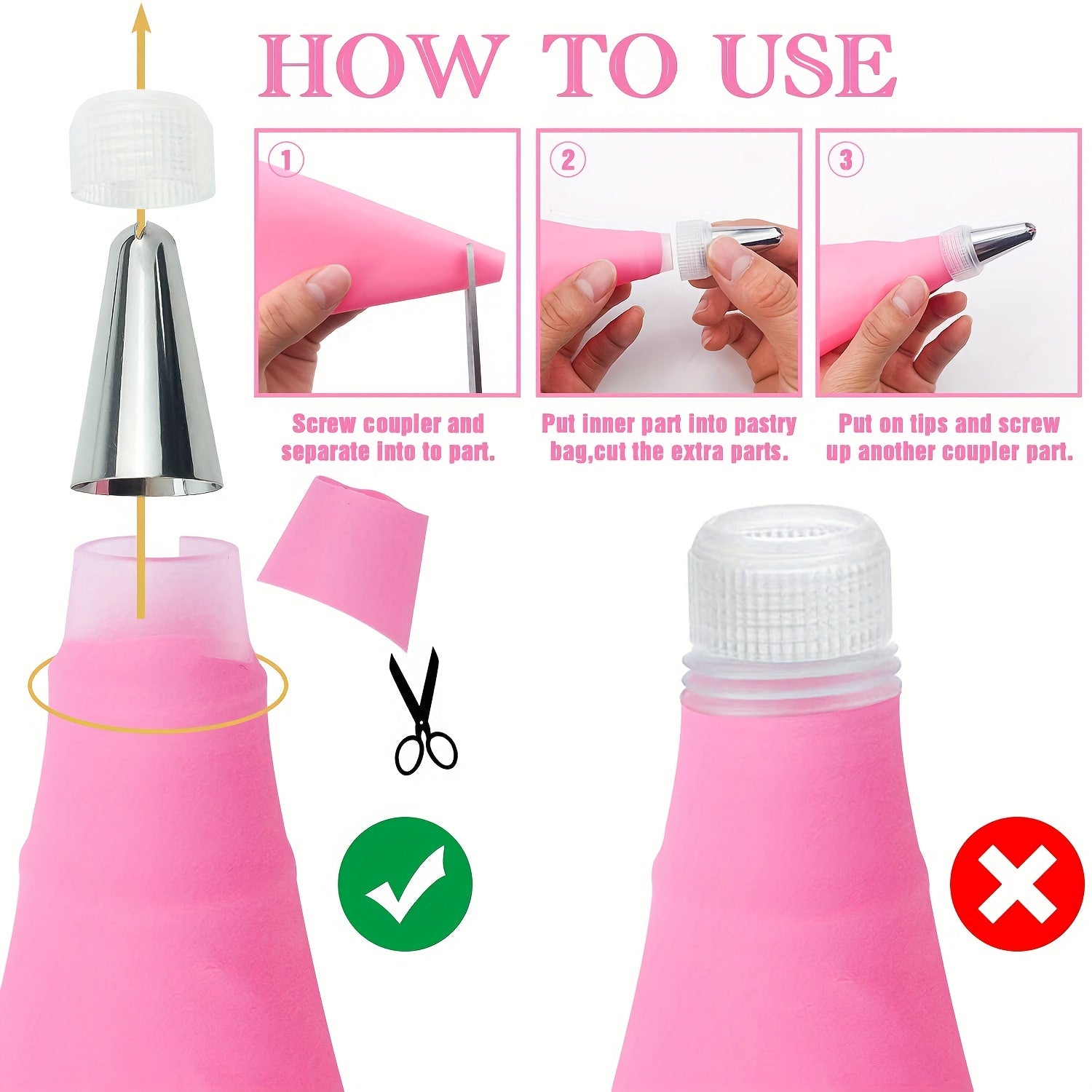 Tort bezak uchun zanglamaydali po'latdan yasalgan uchuvchi nozzalar va pirojnoe sumkasi bilan 8 ta to'plam