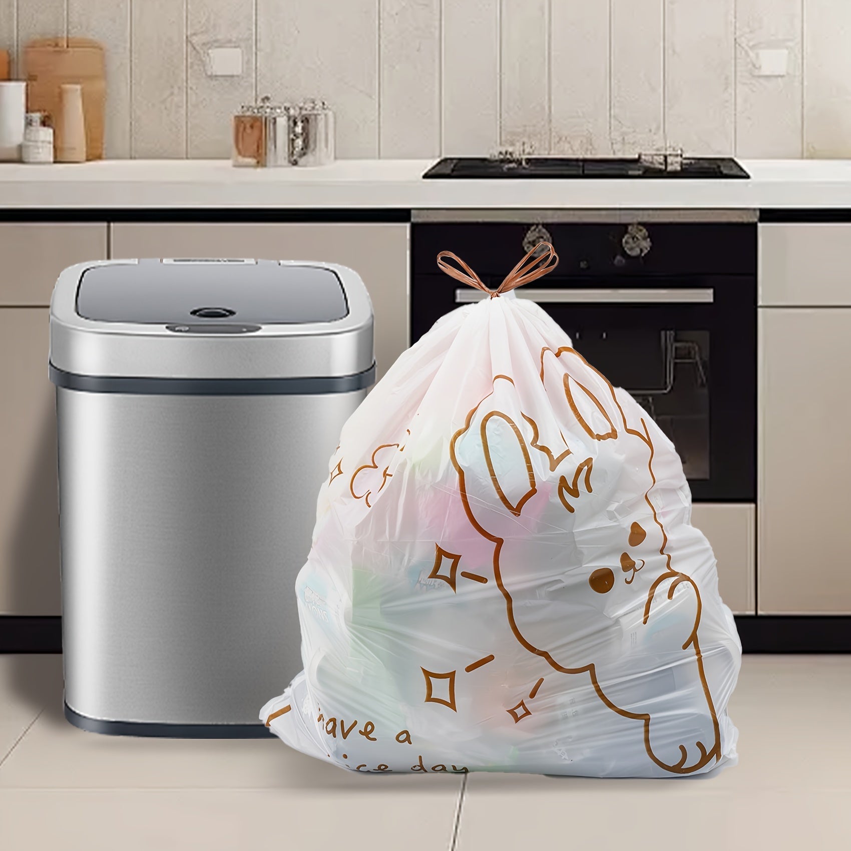 Mustahkam 13-gallonli tortma ipli axlat qoplari - yirtilishga chidamli, o'z-o'zidan muhrlanadigan yuqori qismi, turli xonalar va ochiq joylar uchun keng plastik chiqindi qoplari - uy uchun qulay tozalash yechimi