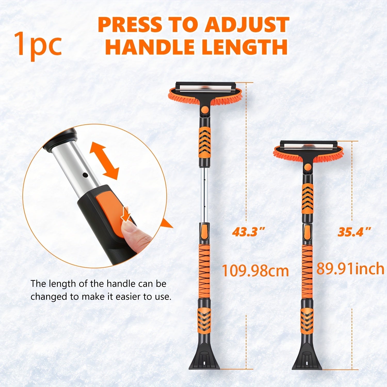 Winter Snow Broom and Ice Scraper Set with Extendable Shovel and Gloves