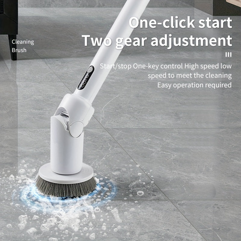 Wireless Electric Cleaning Brush with Telescopic Handle and 6 Brush Heads for Floor Bathroom Kitchen