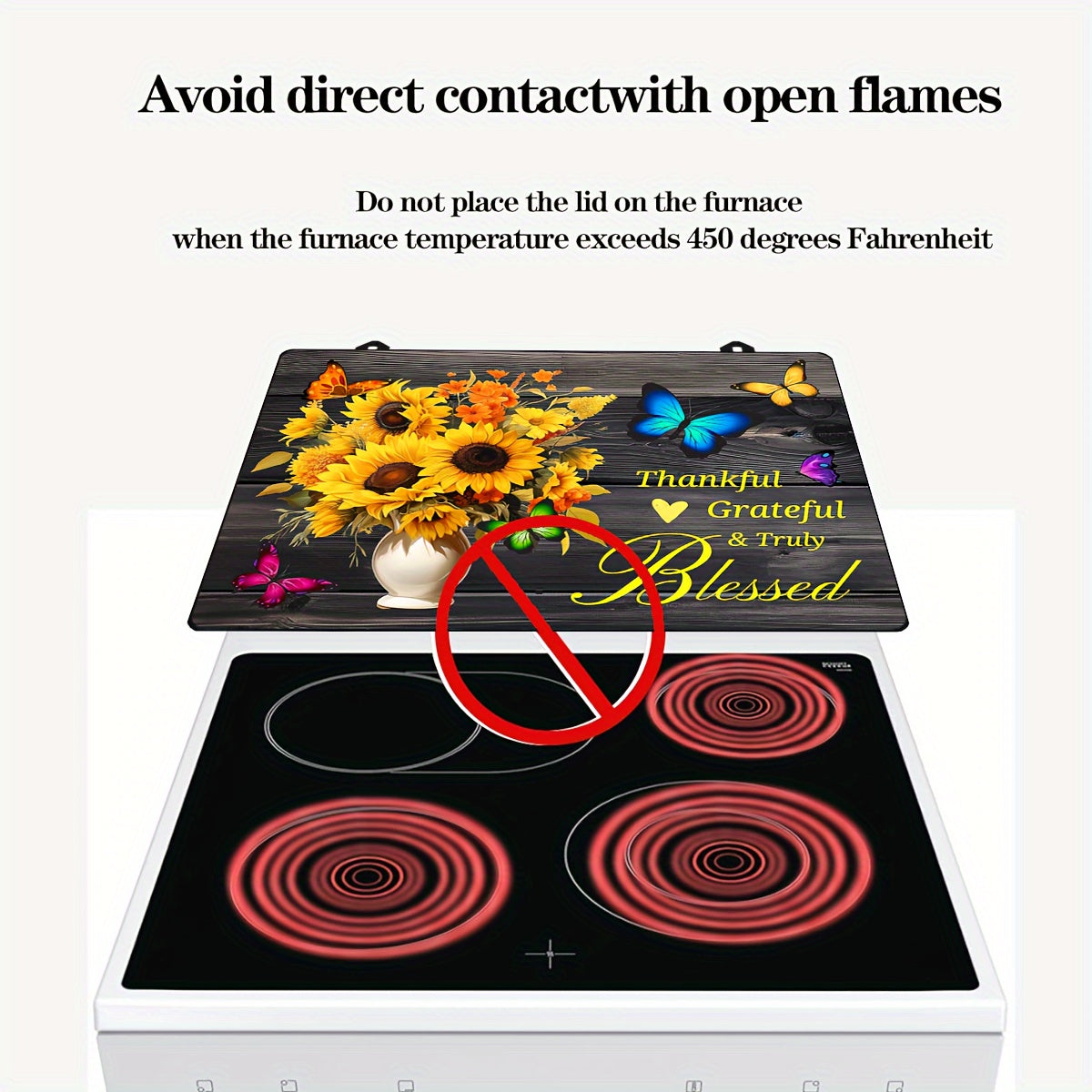 Heat Resistant Stove Top Cover Sunflower Design 28.5x20.5 Inches Anti-Scratch Dishwasher Safe