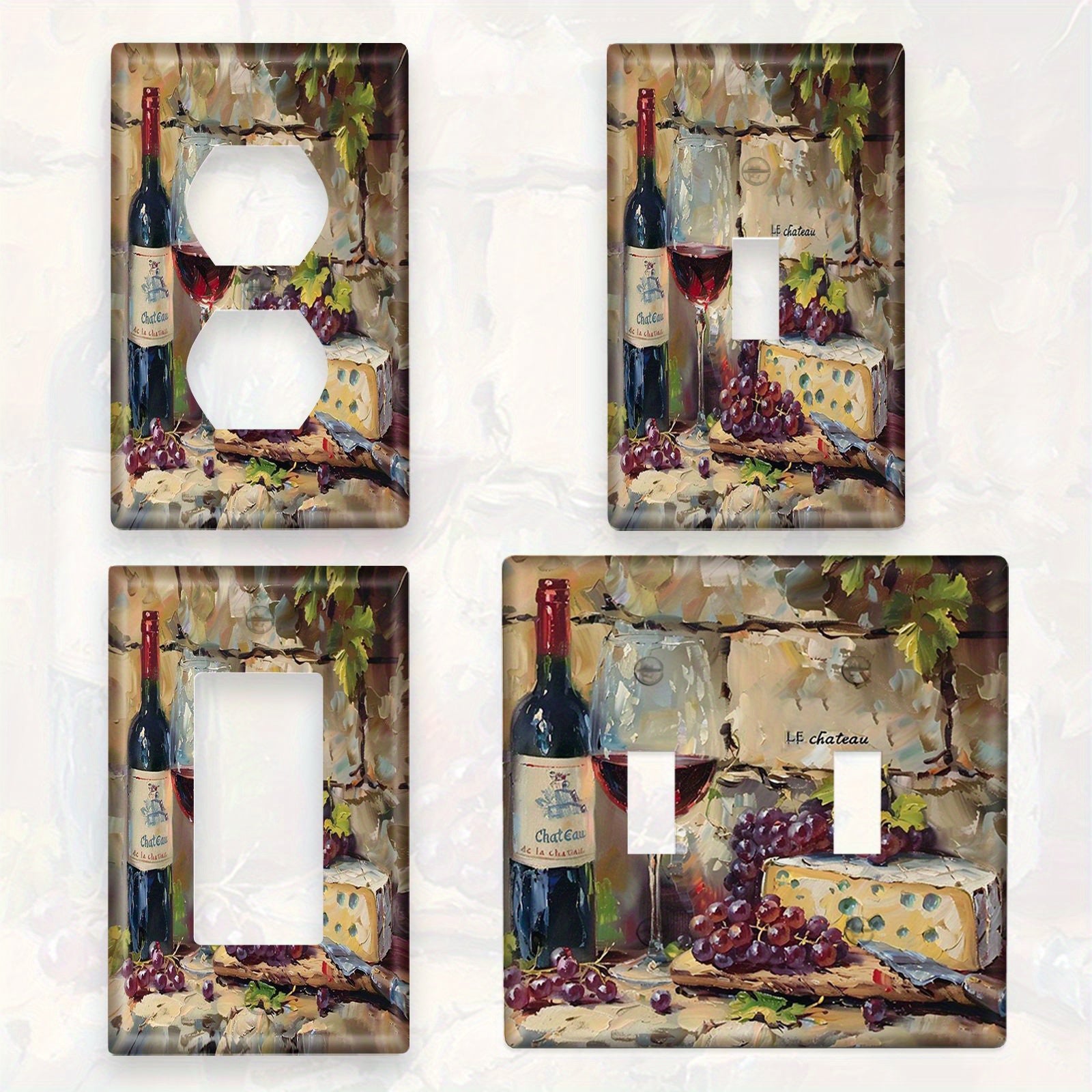 Decorative Grape Wall Plate Cover for Single and Dual Rocker Switches