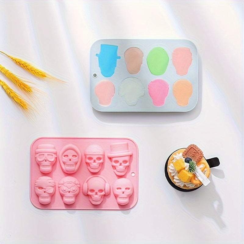 Skull Silicone Mold Tray 8 Cavities for Chocolate Cake Jelly Ice Cubes