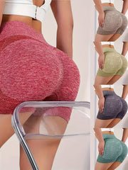 Women's High-Waisted Yoga Shorts Breathable Stretch Quick-Dry Tummy Control Pink Greenish-Gray Dark Gray