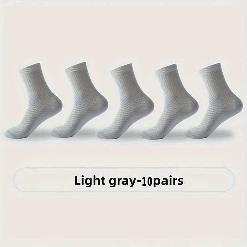 Men's Bamboo Fiber Crew Socks 10 Pack Breathable Comfortable Casual Business