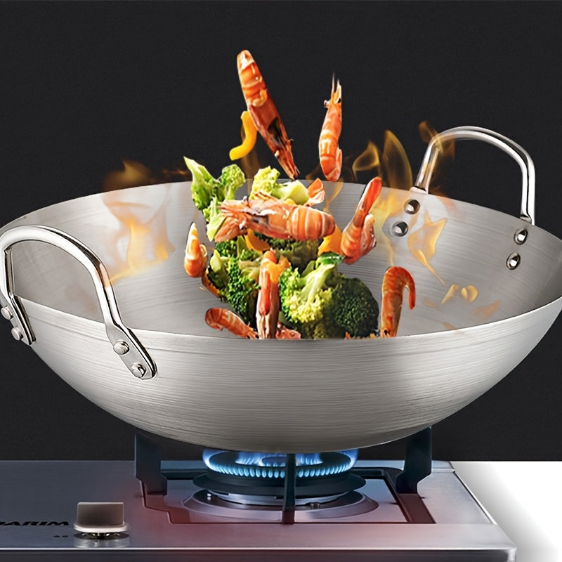 Stainless Steel Wok Commercial Grade Heavy Duty Restaurant and Home Use