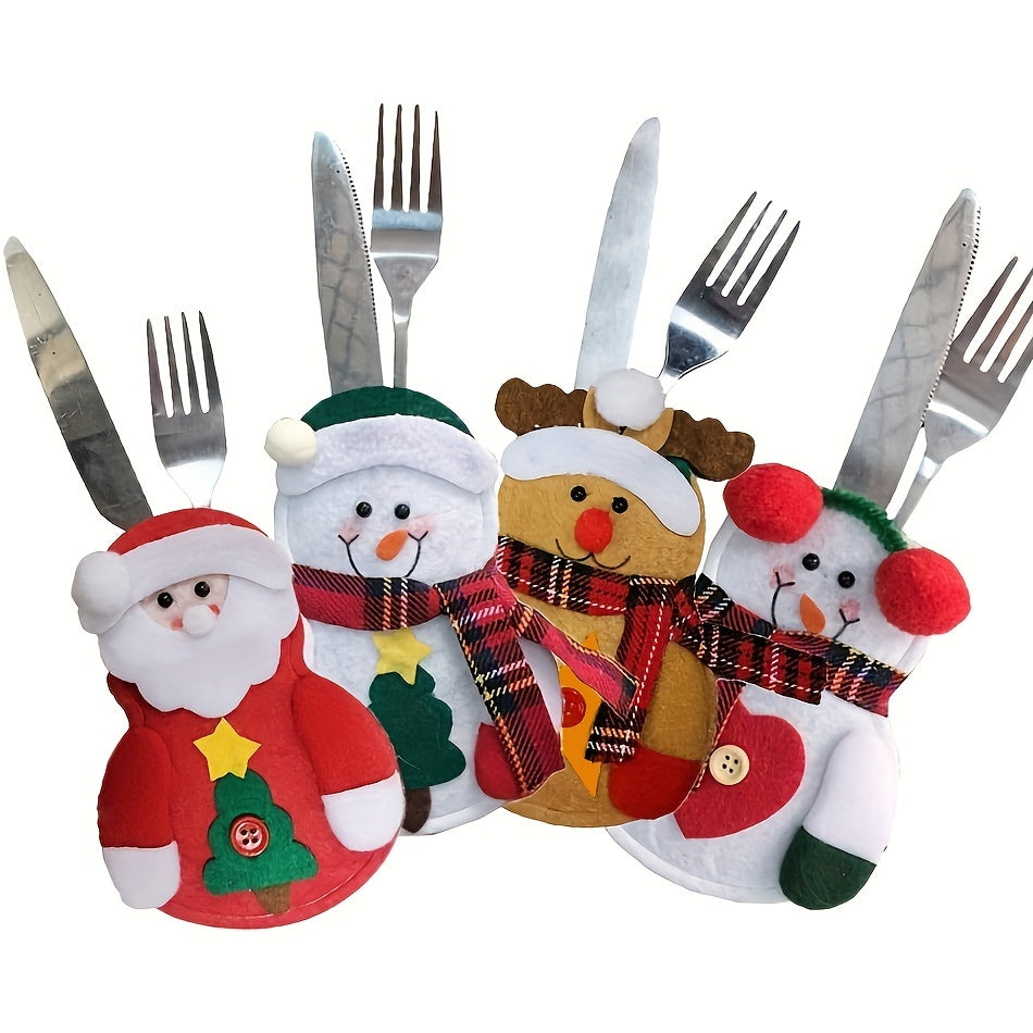 Set of 4/8/12 Christmas Tableware Decor Cutlery Holders for Holiday Party Decoration