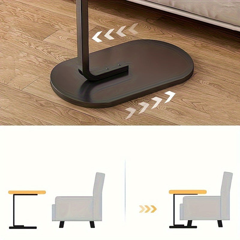 Modern Black Metal C-Shaped Sofa Side Table Portable Durable No Assembly