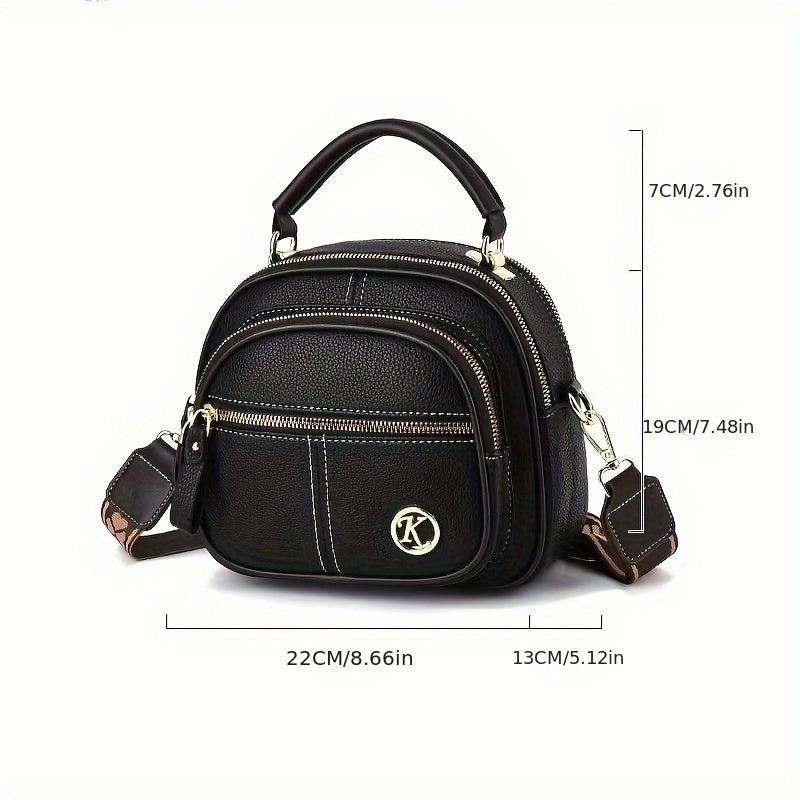 Urban Messenger Bag with Removable Strap Large Capacity PU Solid Color Casual