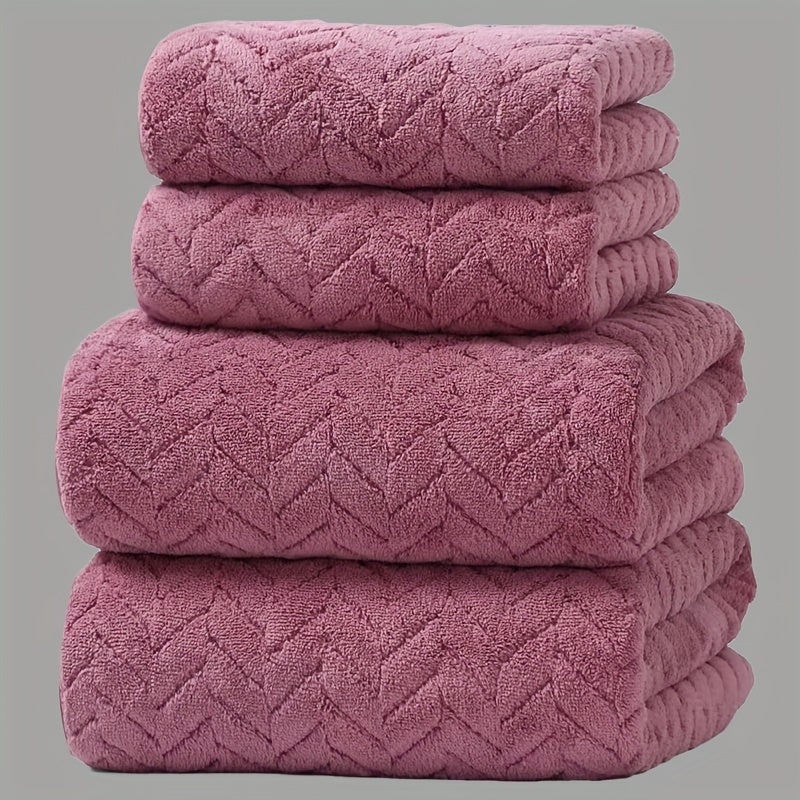 4-Piece Bath Towel Set Absorbent Soft Quick-Drying for Spa Gym Sauna and Gift