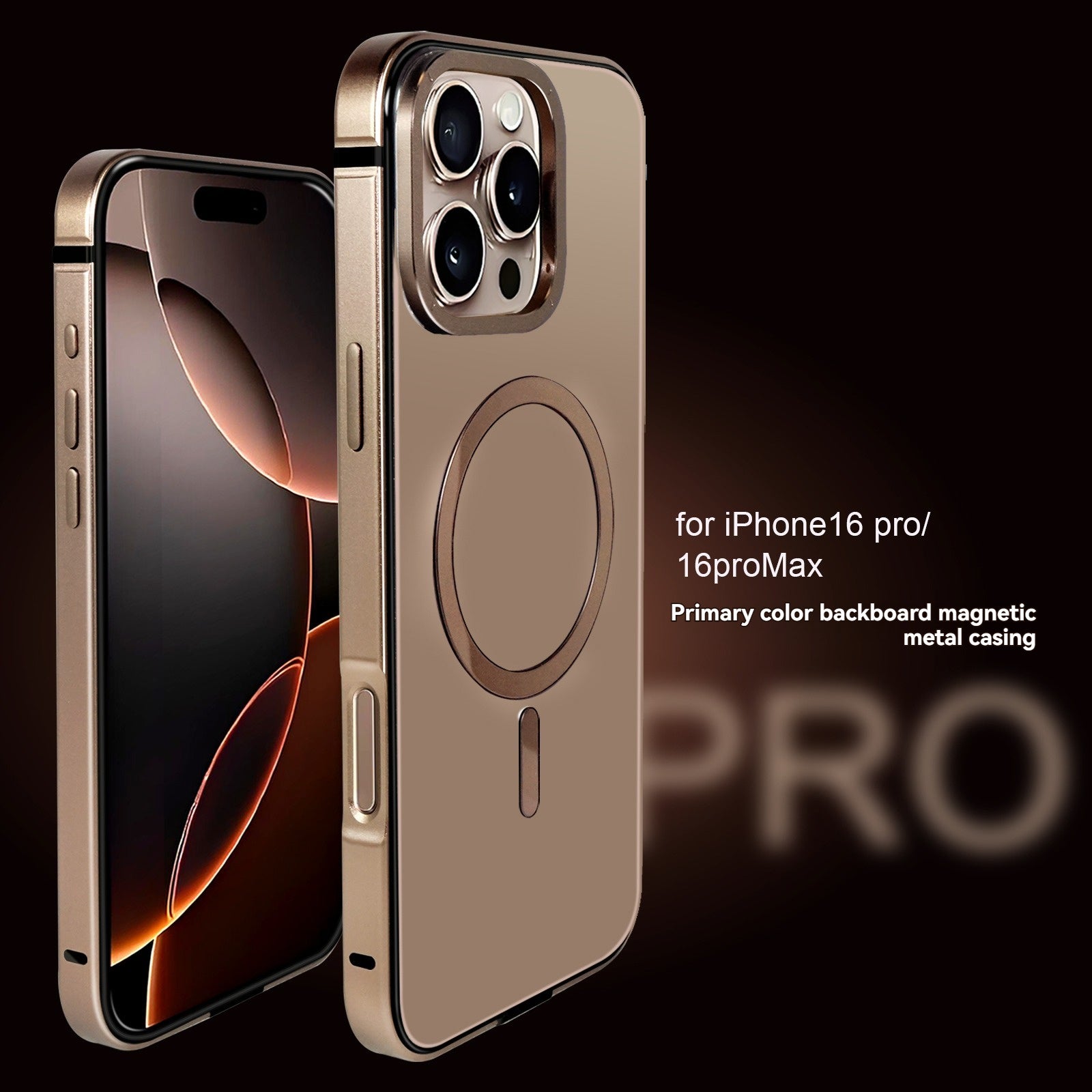 iPhone 16 Pro Max Metal Protective Case with Color Back Panel and Solid Protection