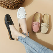 Women's Summer Slip-On Shoes with Bow Cap Toe Flat Heel
