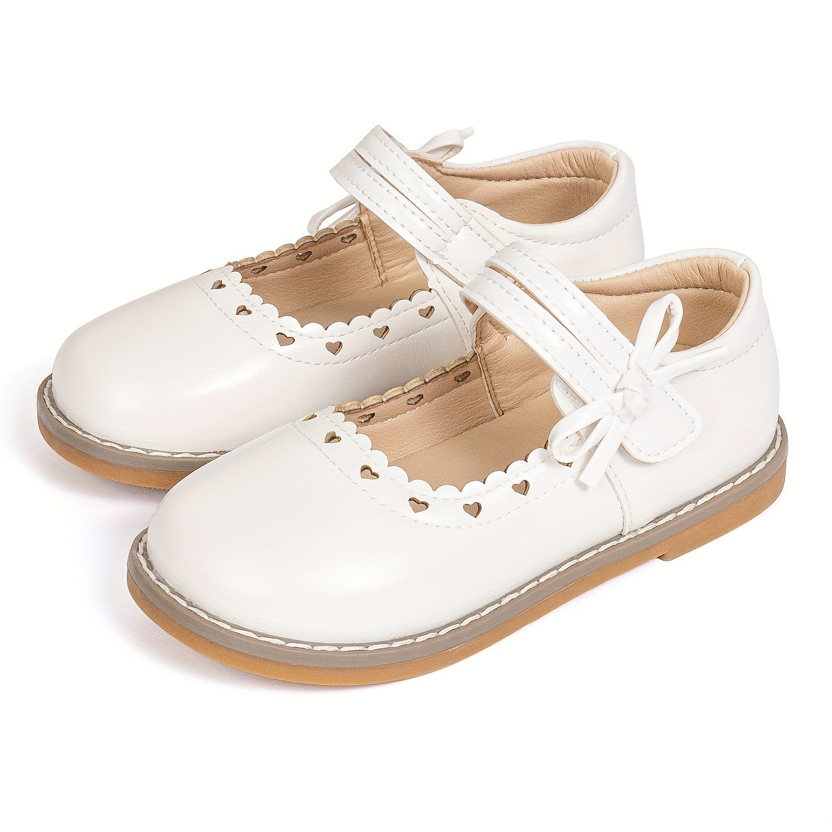 Детские кожаные туфли на каблуке с бантом, круглым носком, осень-зима, однотонные