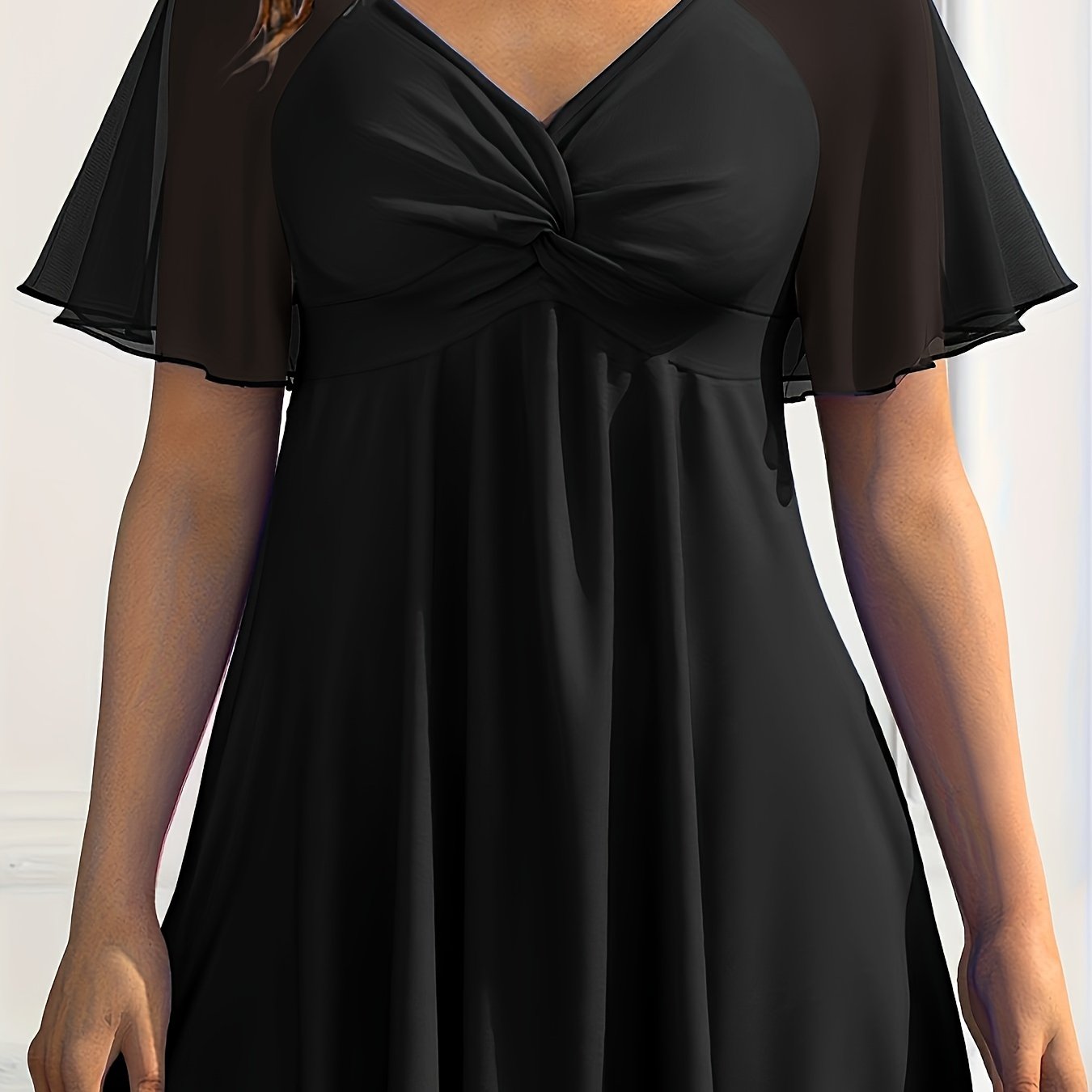 Women's Elegant V-Neck Chiffon Top Lightweight Knotted Blouse