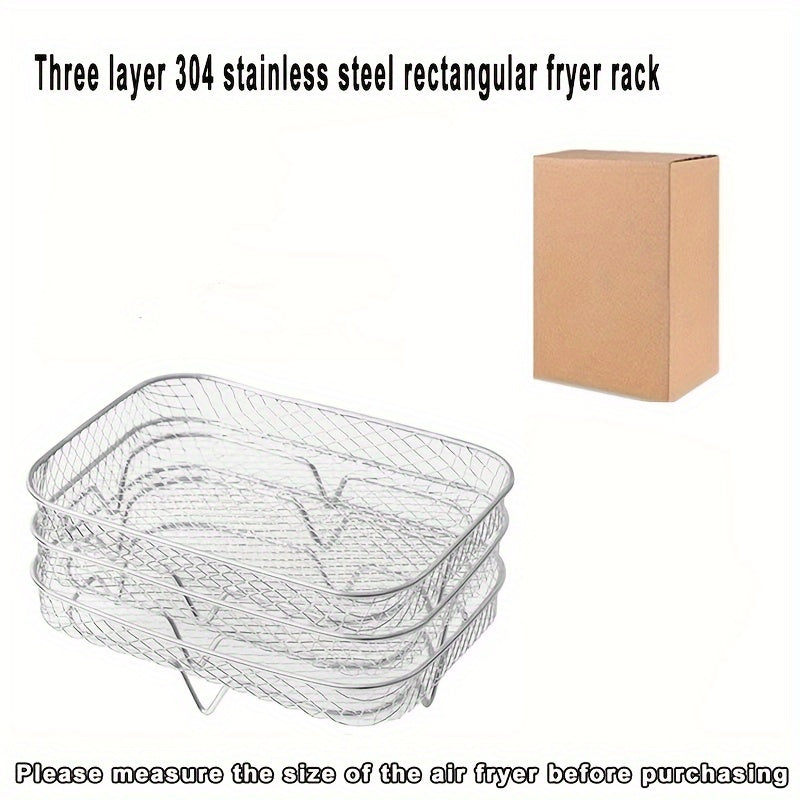 3-ta qismli zanglamaydigan po'latdan yasalgan havo qovurish uchun aksessuarlar mikroto'lqinli pech uchun to'rtburchakli grill yopishqoq bo'lmagan qavatli