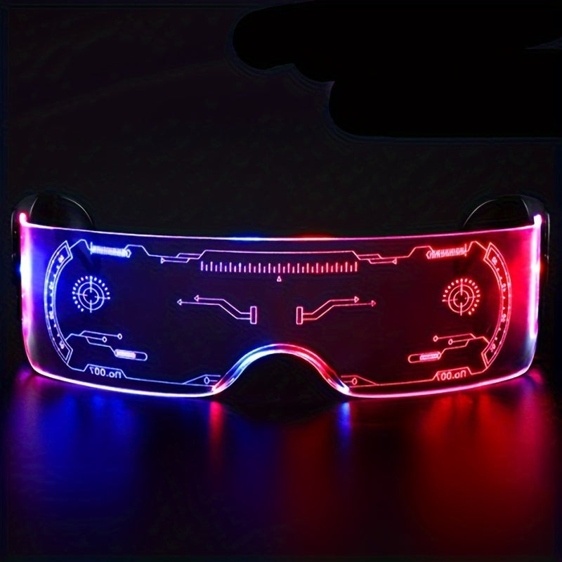 Gafas con luz LED para fiestas y festivales, gafas de ciencia ficción cyberpunk de 7 colores