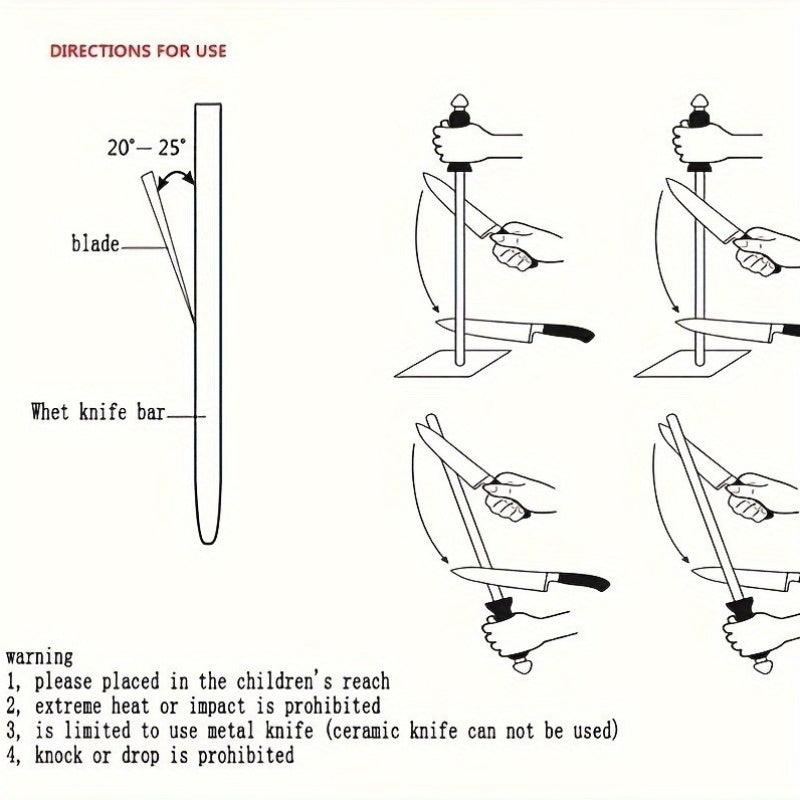 Olmos qoplangan zanglamaydigan po'latdan yasalgan pichoqni silliqlash uchun tayoq 1ta Qo'lda ishlash uchun silliqlash tayoqi HRC62