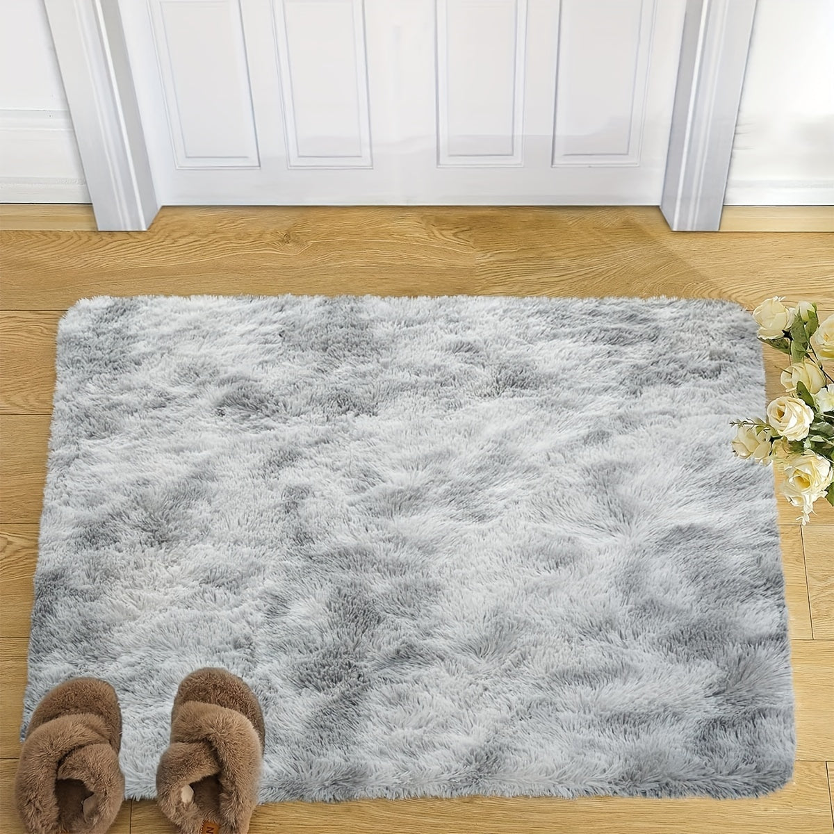 Plush Faux Fur Area Rug Non-Slip Soft Polyester Bedroom Living Room Decor