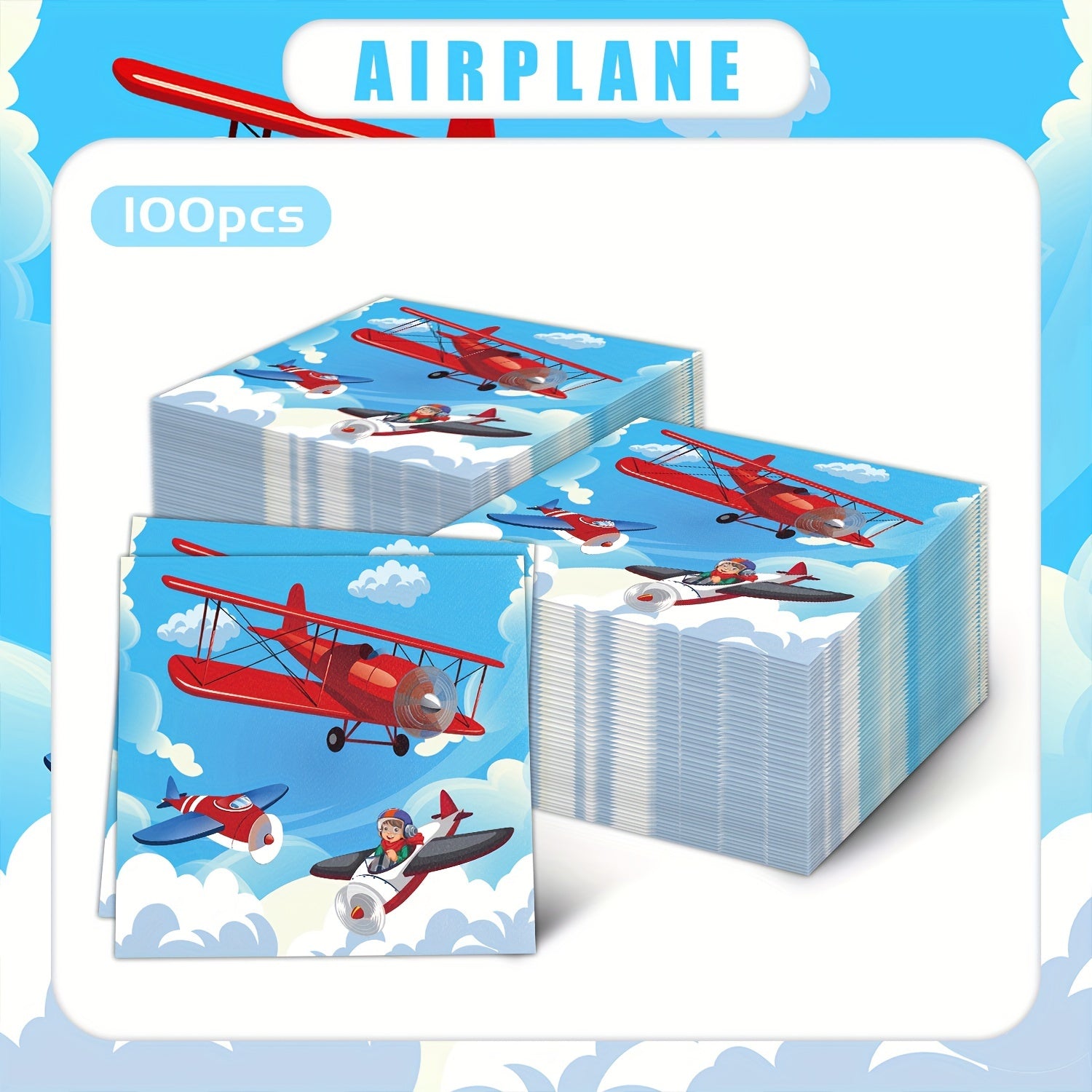 Yashil osmon vertolyot partiyali salfetkalar, tug'ilgan kun stoli bezaklari va sovg'alar uchun