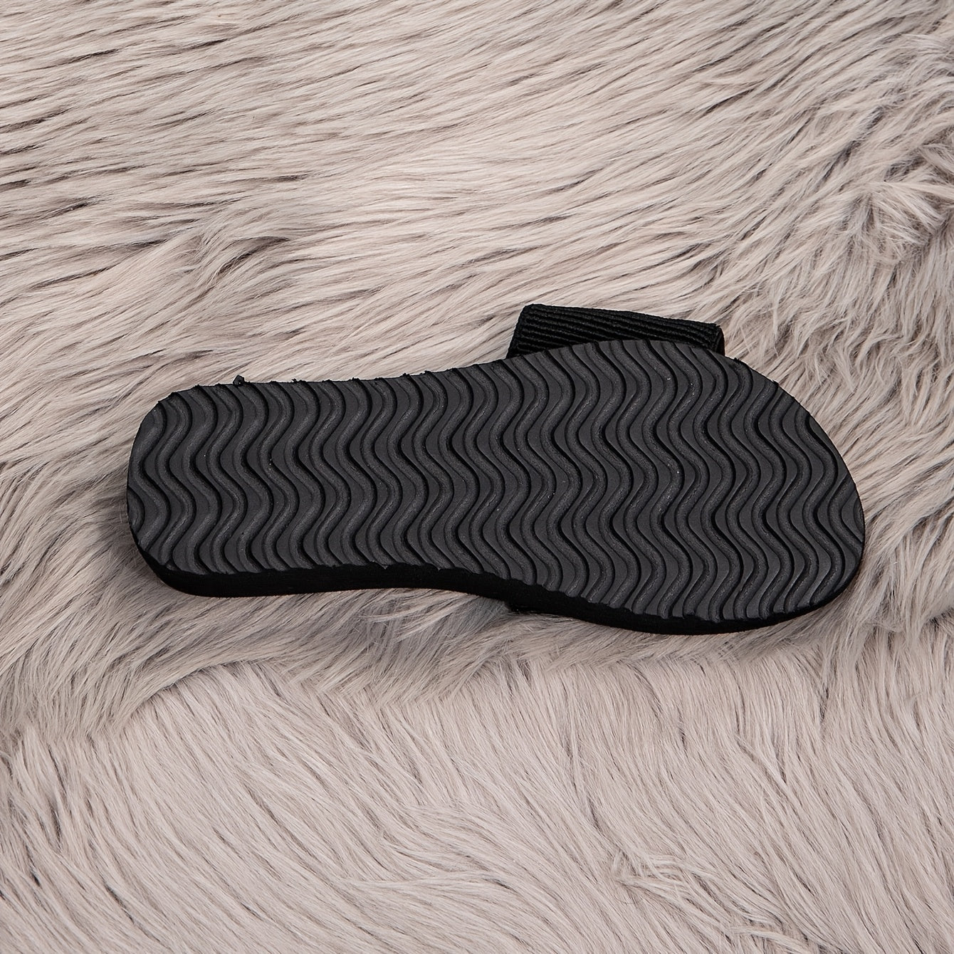 Women's Black Geometric Gold Accent Slip-On Flat Sandals with EVA Sole