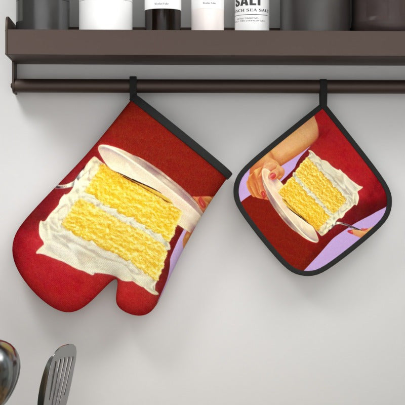 Heat Resistant Oven Mitts and Potholders Set 26.92x17.02cm Kitchen Cooking Baking