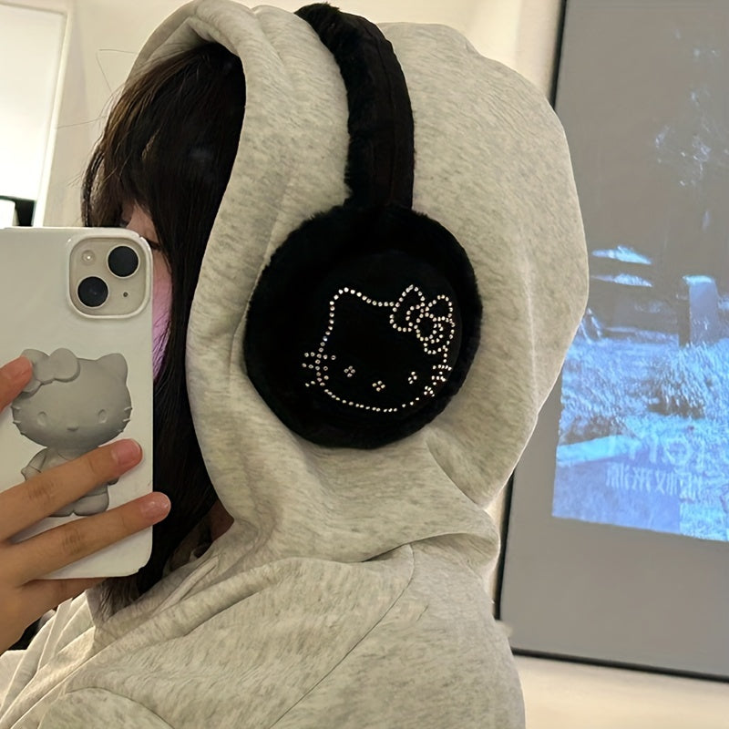 Ayollar uchun modali HelloKitty iliq plush quloq qopqog'i kuz va qish uchun - Sanrio tomonidan egiluvchan va multfilm mavzusidagi quloq iliq qopqog'lari