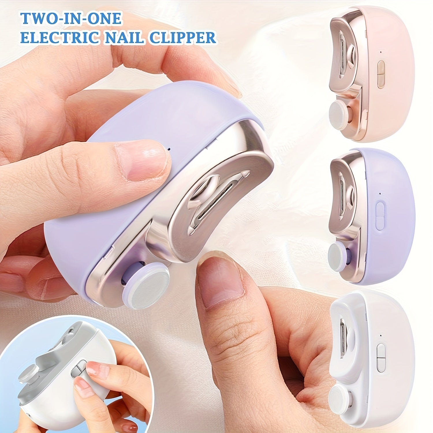 2-in-1 Electric Nail Clipper and Polisher USB Rechargeable Portable Nail Care Device