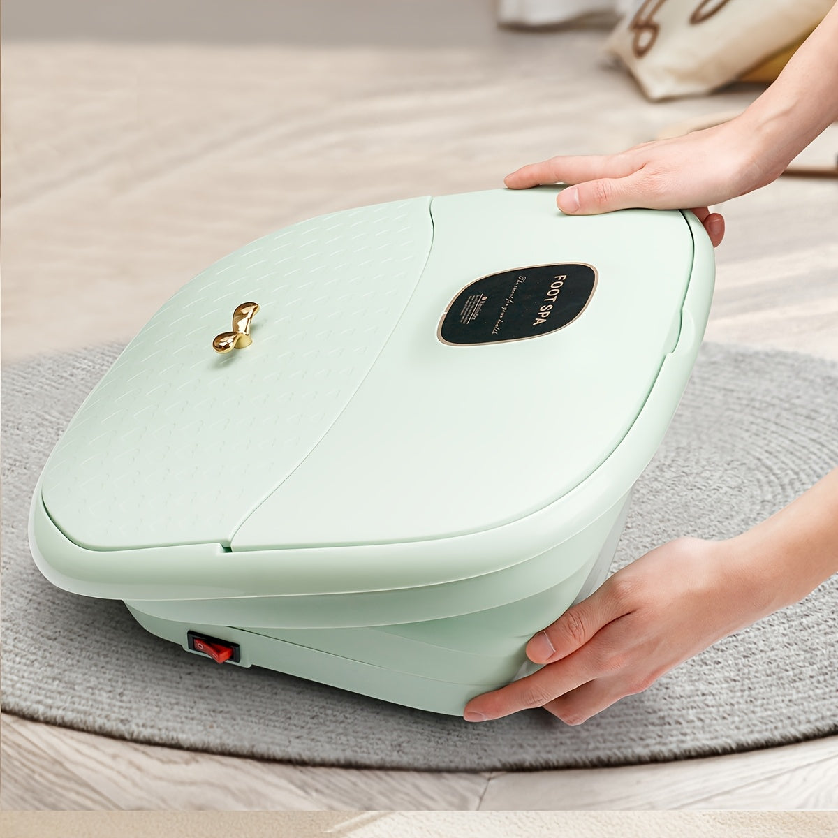Portable Folding Foot Spa with Massage Heating and Drain 500W Siamese Structure