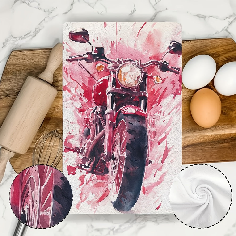 Valentine's Day Motorcycle Kitchen Towels 2 Pack 40x60cm Absorbent Machine Washable