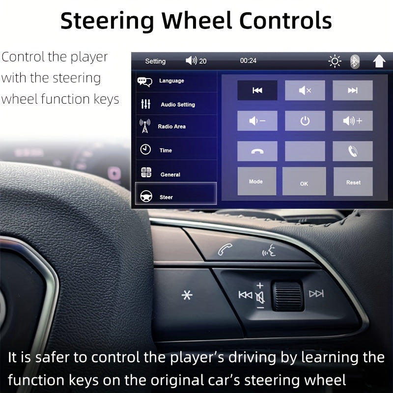 17.78 sm HD ekranli Yagona DIN Avtomobil MP5 Radio O'yinchisi, Radio Qutisi Yuqori Qism O'rnatish Dizayni, MirrorLink, AUX, USB Ulanishlari, SD Kart Qo'llab-quvvatlash, Ixtiyoriy Orqaga Qarash Kamerasi va Rulni Boshqarish