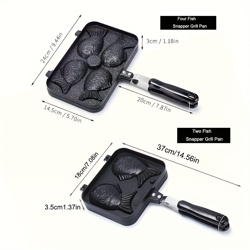 Alüminiy alloydan tayyorlangan baliq shaklidagi pishirish qolibi, yopishqoq bo'lmagan pishirish uchun. Uyda Taiyaki va Waffles tayyorlash uchun ideal.