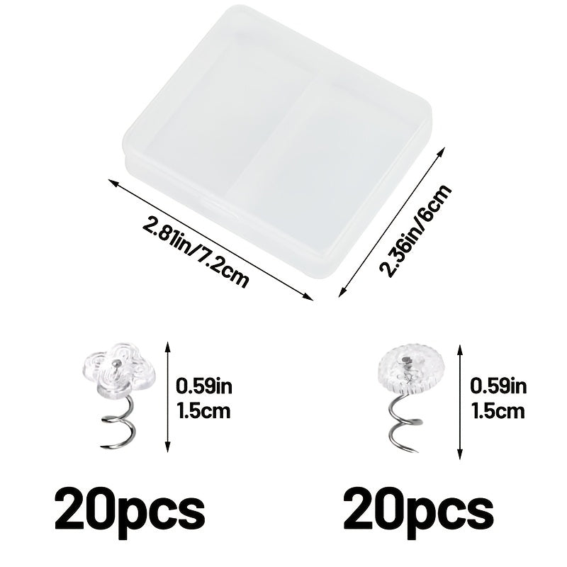 Set of 40 Clear Upholstery Pins in Storage Box for Bedskirts and Furniture Repair