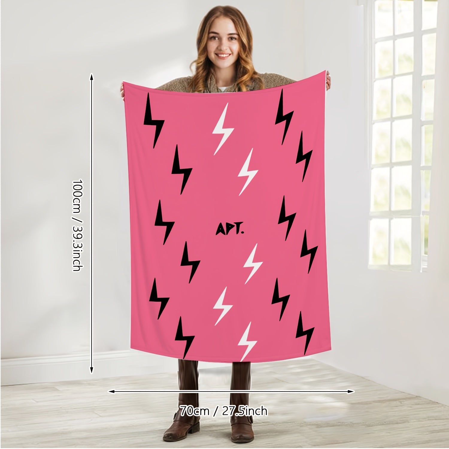 Reversible Flannel Fleece Throw Blanket Music Theme Black Lightning Pattern Ultra Soft Cozy All-Season Home Travel 200-250g Polyester