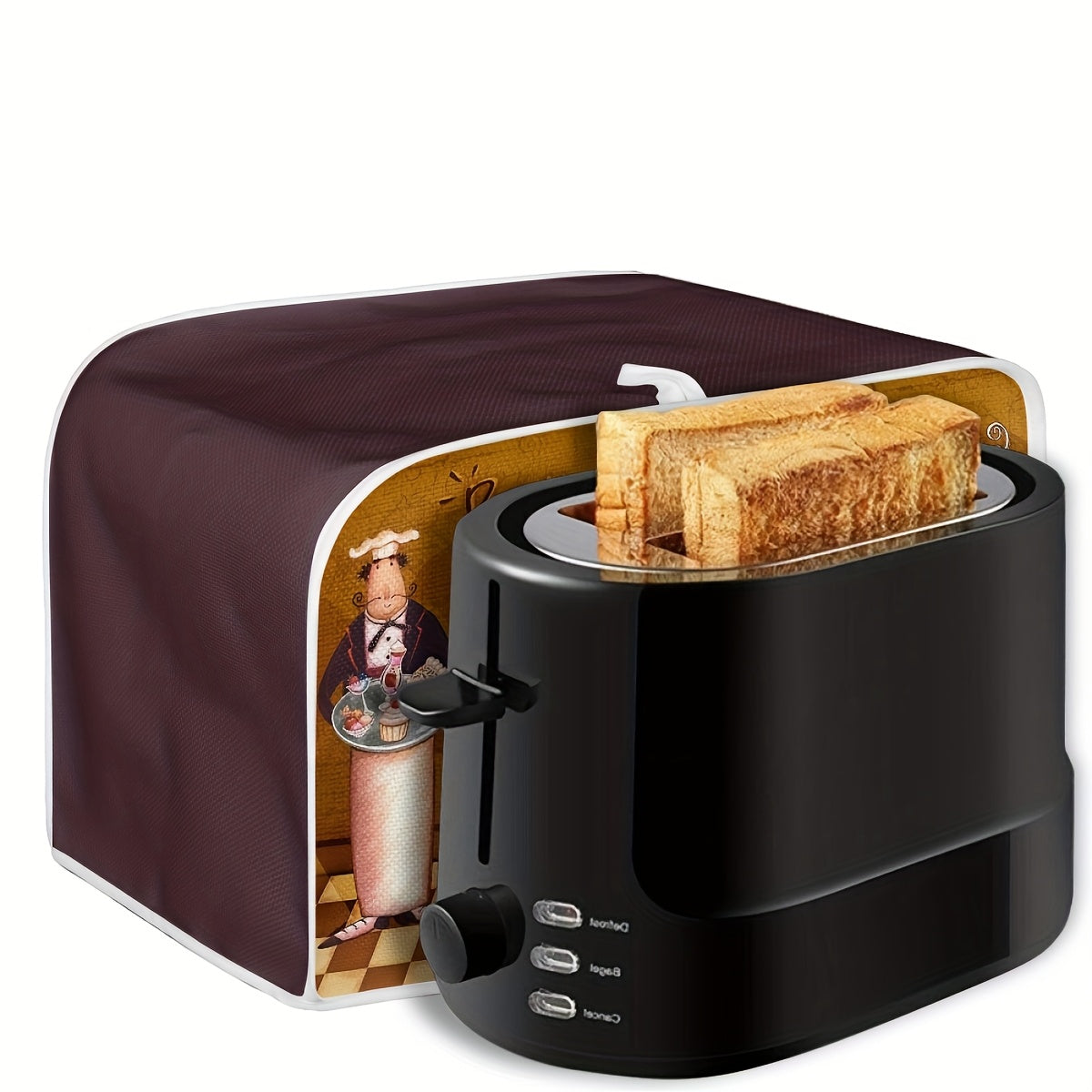 Whimsical Chef-Themed Toaster Cover Washable Dustproof Size S with Cartoon Chef Design