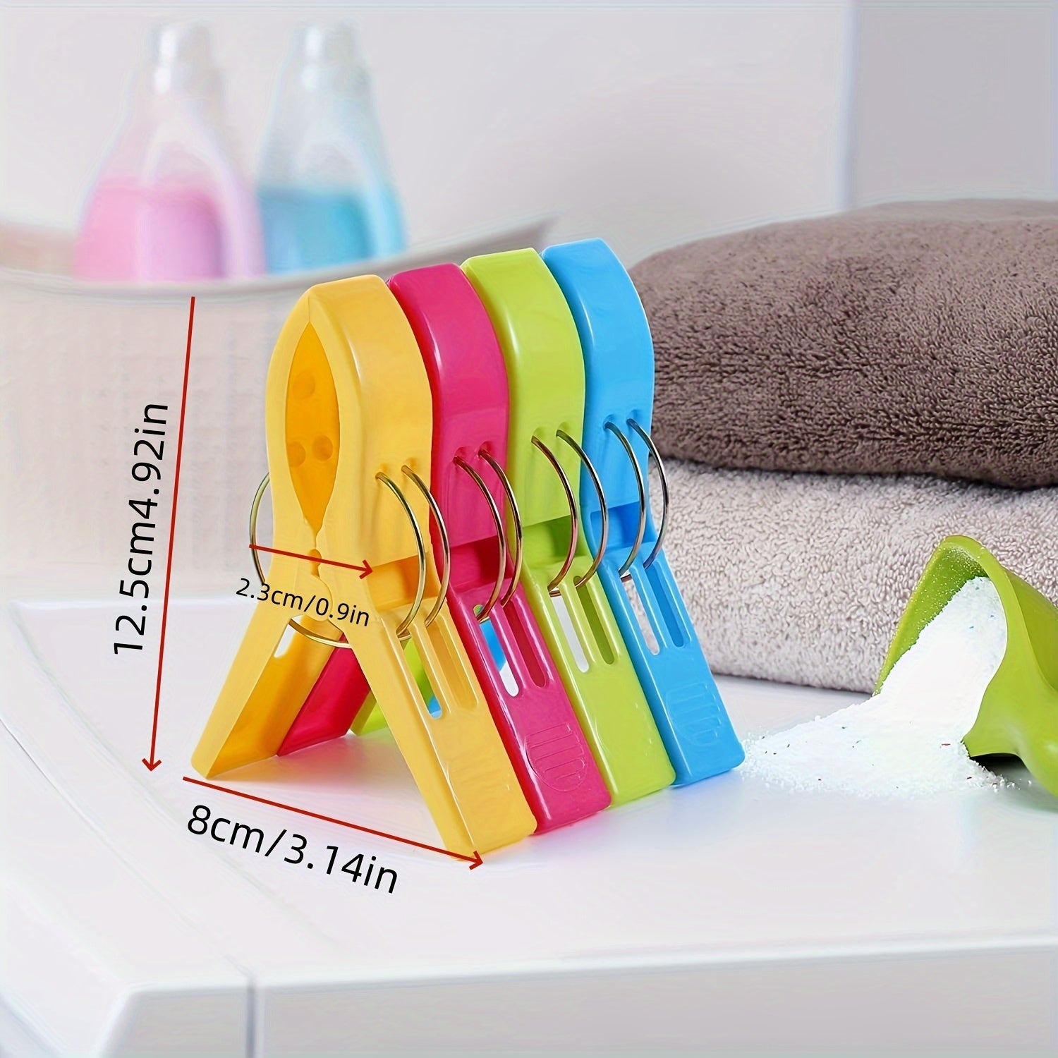 Juego de 8 pinzas de ropa de plástico grandes para toallas, mantas y ropa en exteriores