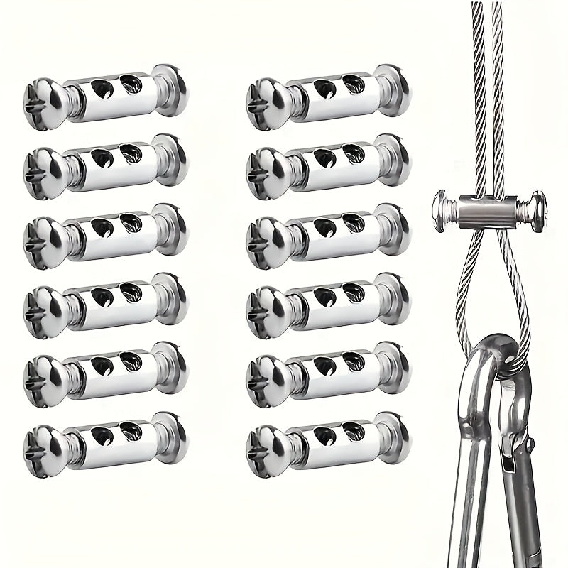 12pcs Metal Wire Rope Clamps Adjustable Locking Clips for Cables and Decorations