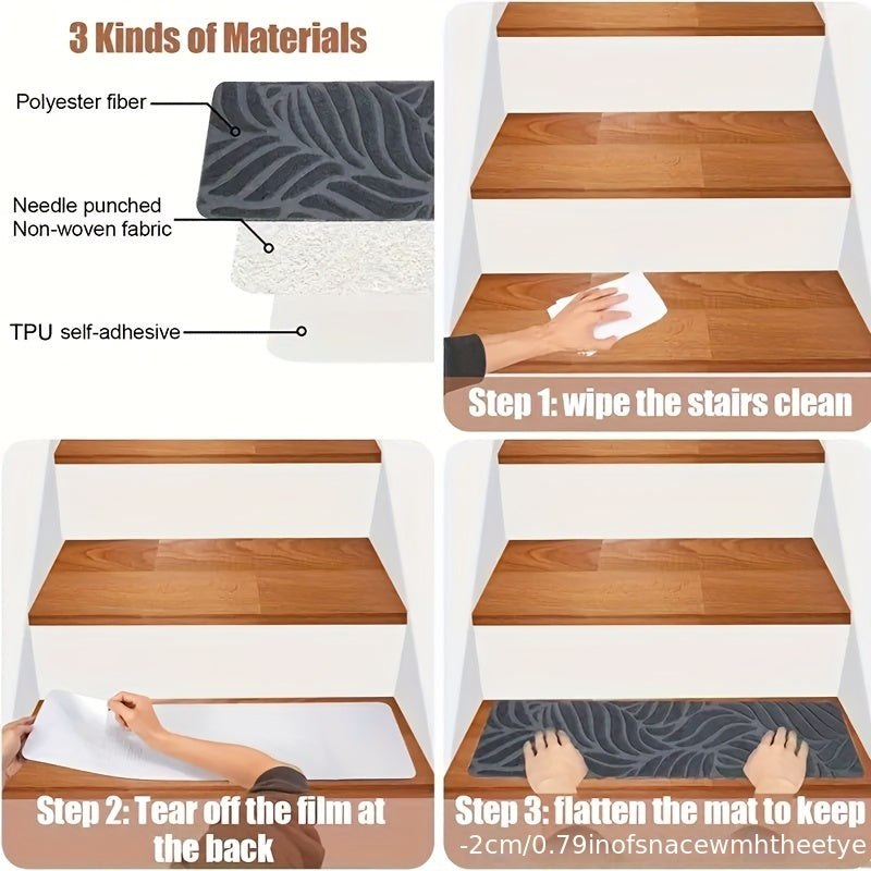 Non-Slip Self-Adhesive Washable Stair Treads 76.2cm x 20.32cm for Home Office Safety